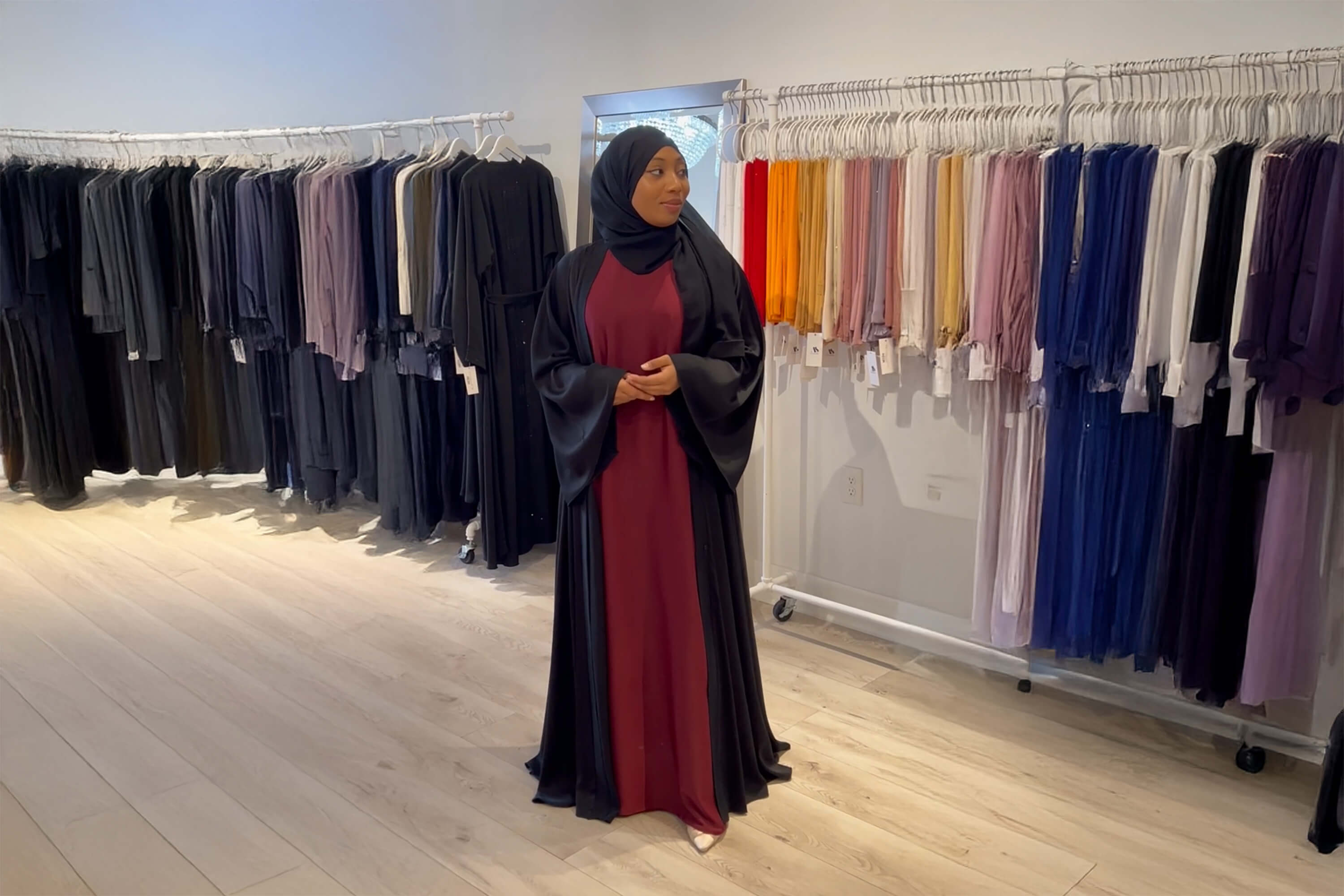 slim fit dress slacks Modest Muslim Women's Ruffled Shoulder Maxi Dress
