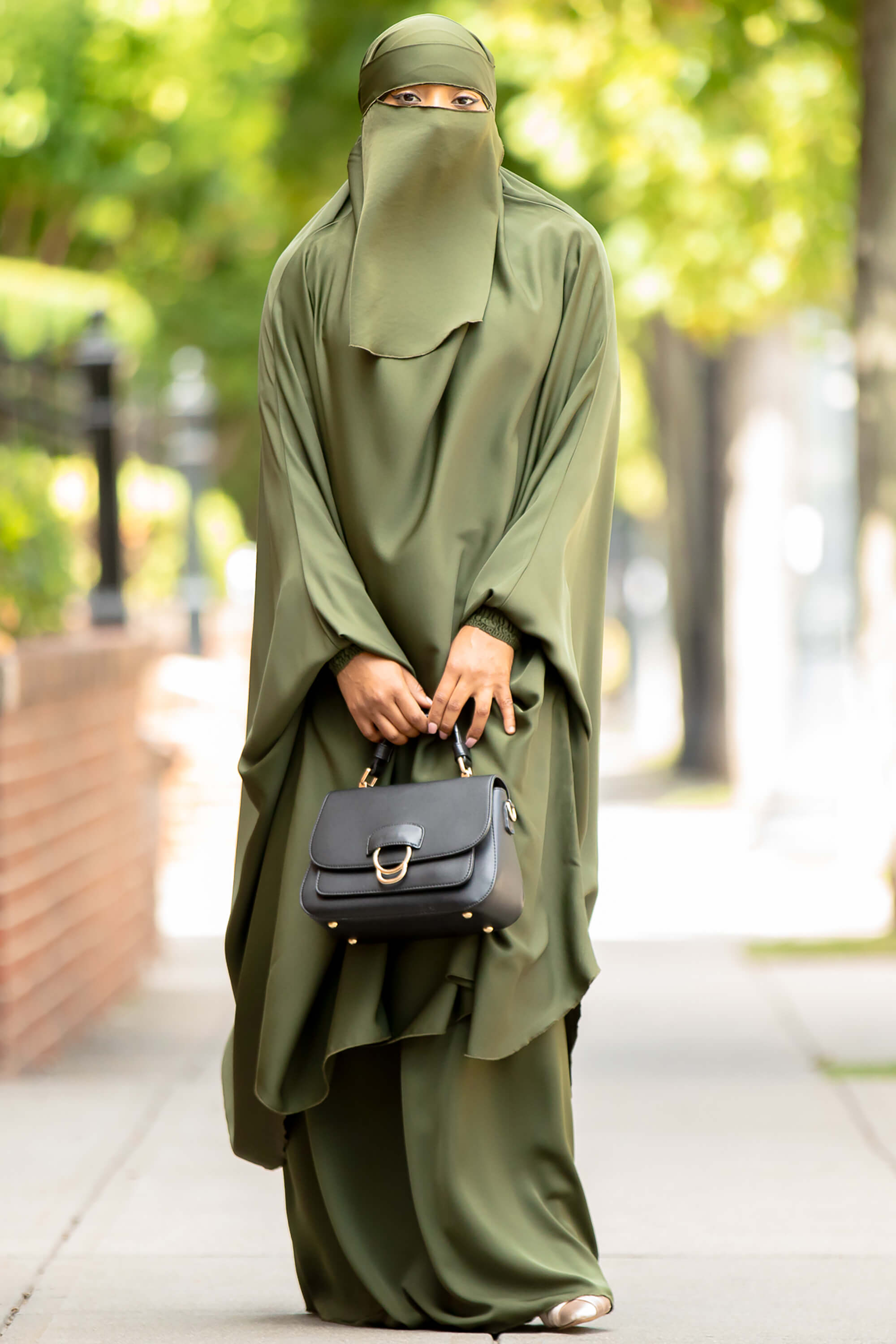 Mahasen Jilbab Set in Olive Al Shams Abayas Mahasen Jilbab Set in Olive Al Shams Abayas