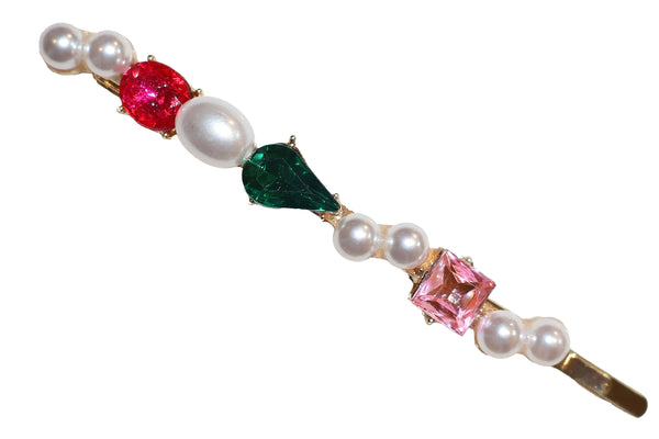 Colorful Rhinestone Pearl Pin