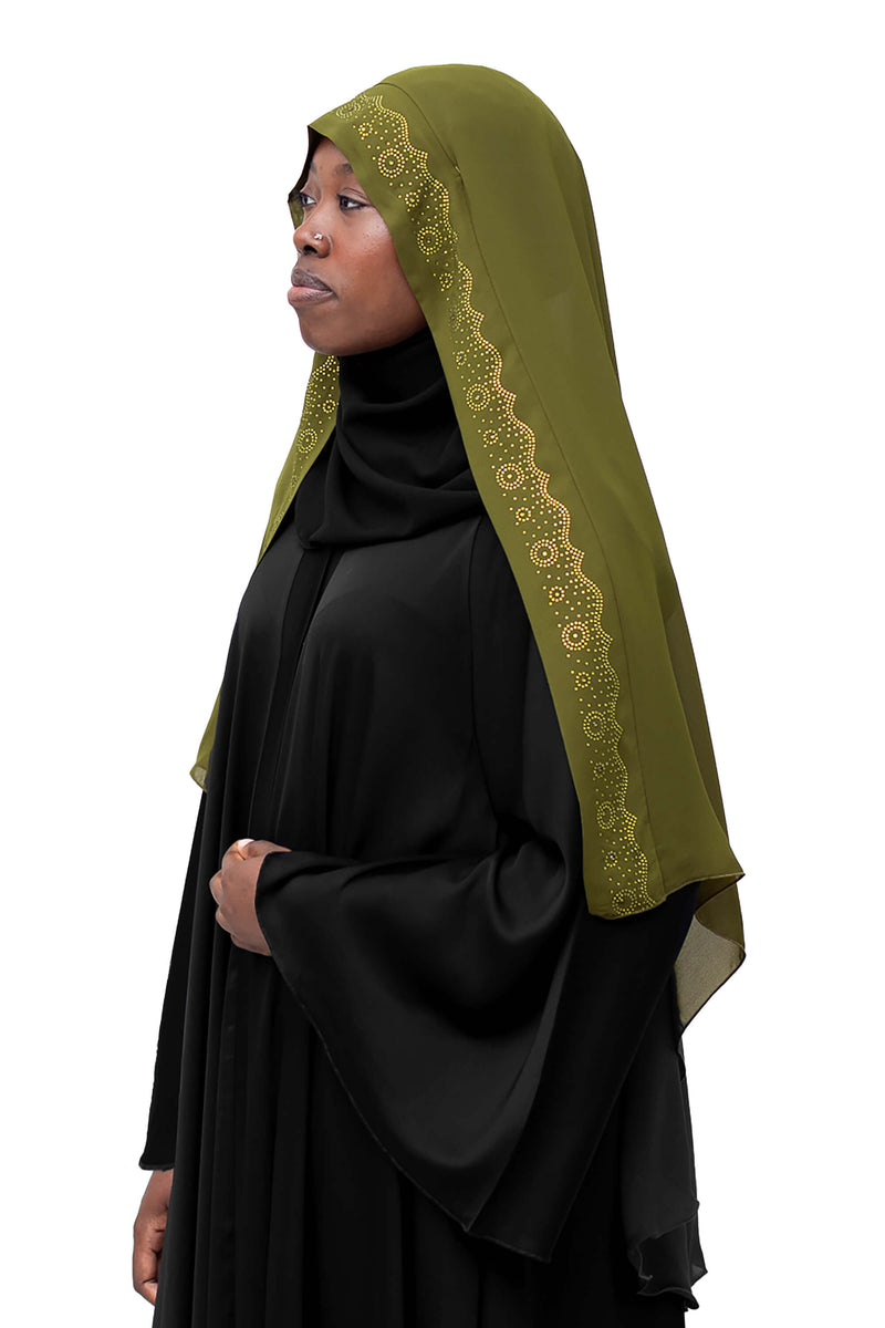 Honey Dip Ghashwa in Olive | Al Shams Abayas_4