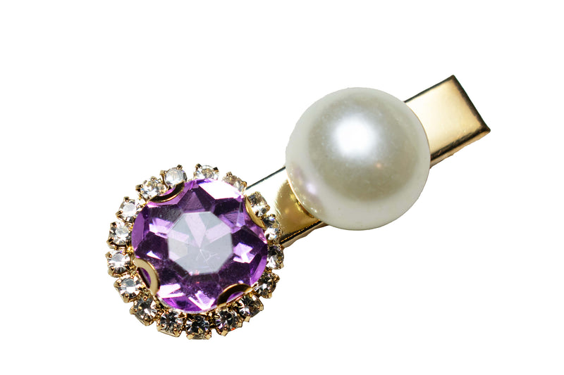 Lavender Crystal Pearl Clip