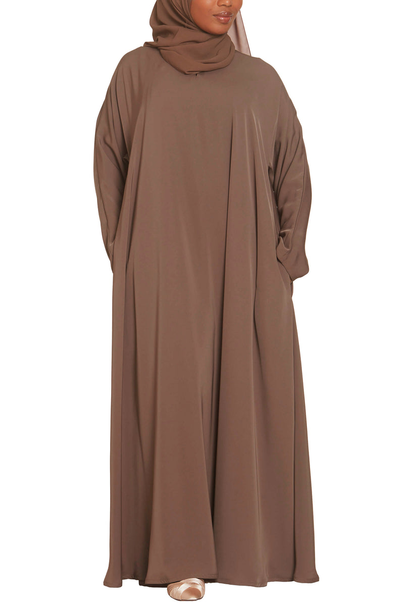 Madison Abaya in Chestnut with Pockets