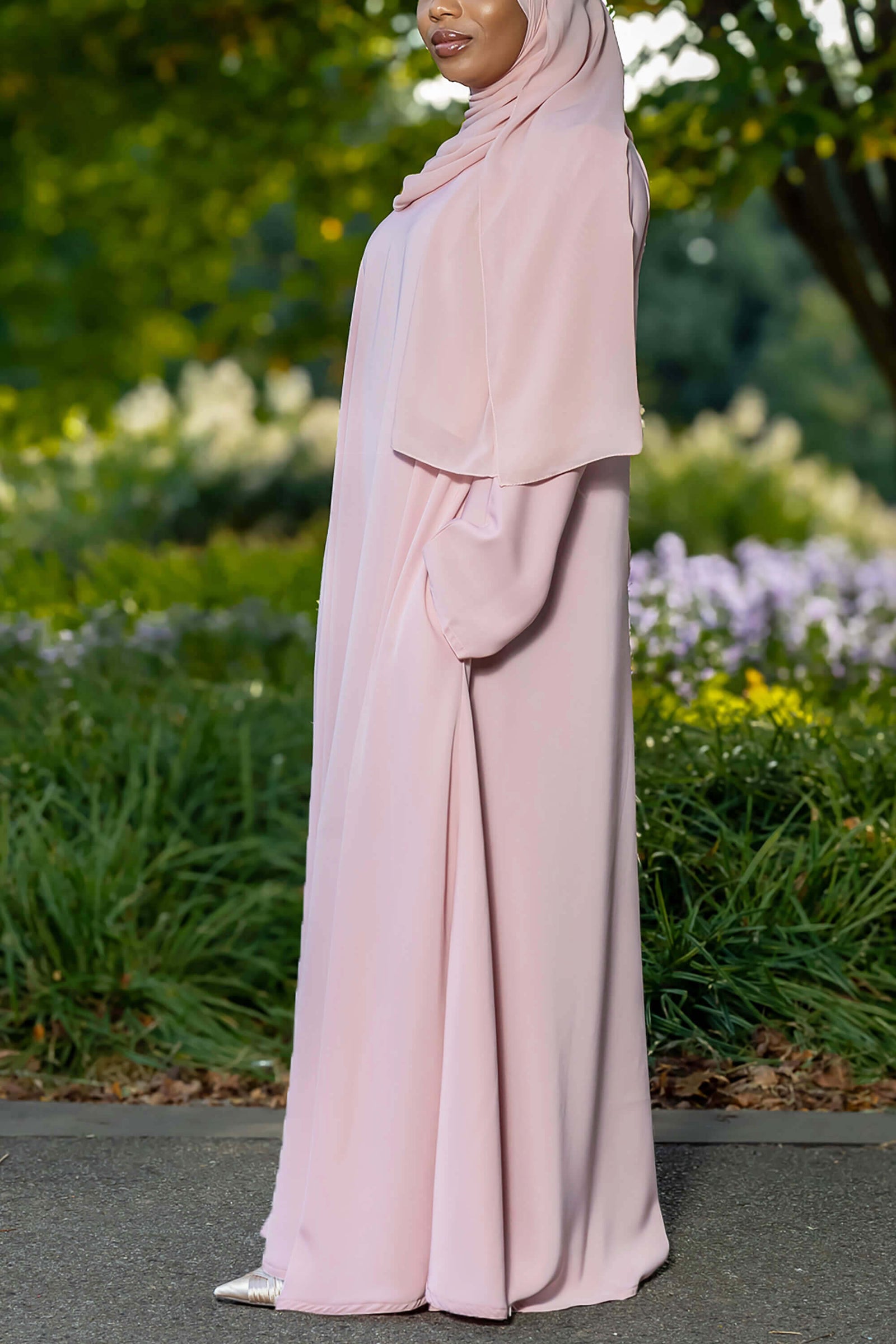 Madison Abaya in Pink with Pockets 56