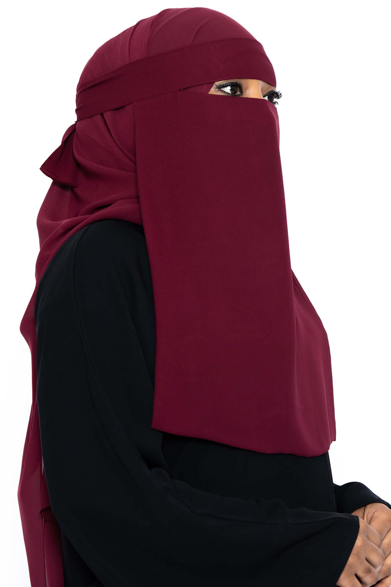 Najai Niqab Set in Maroon | Al Shams Abayas_2