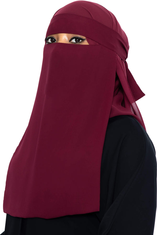 Najai Niqab Set in Maroon | Al Shams Abayas_1