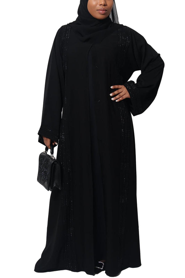 Rawdah Abaya in Classic Black | Al Shams Abayas_1