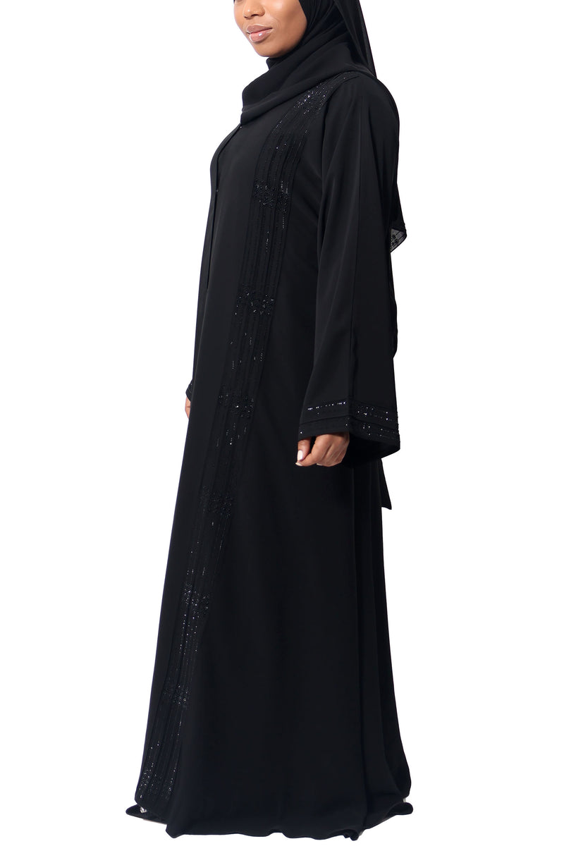 Rawdah Abaya in Classic Black | Al Shams Abayas_9
