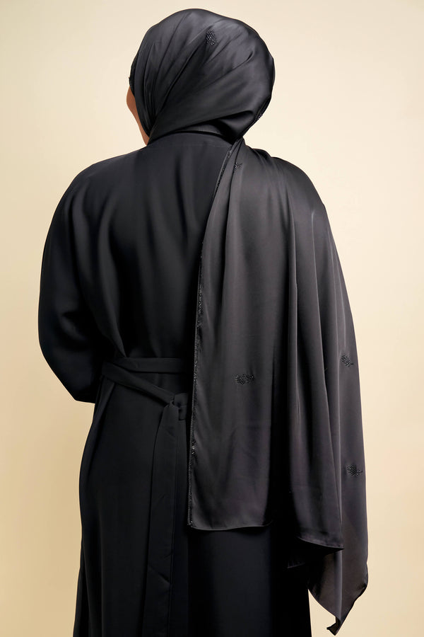Satin Gem Hijab - Black