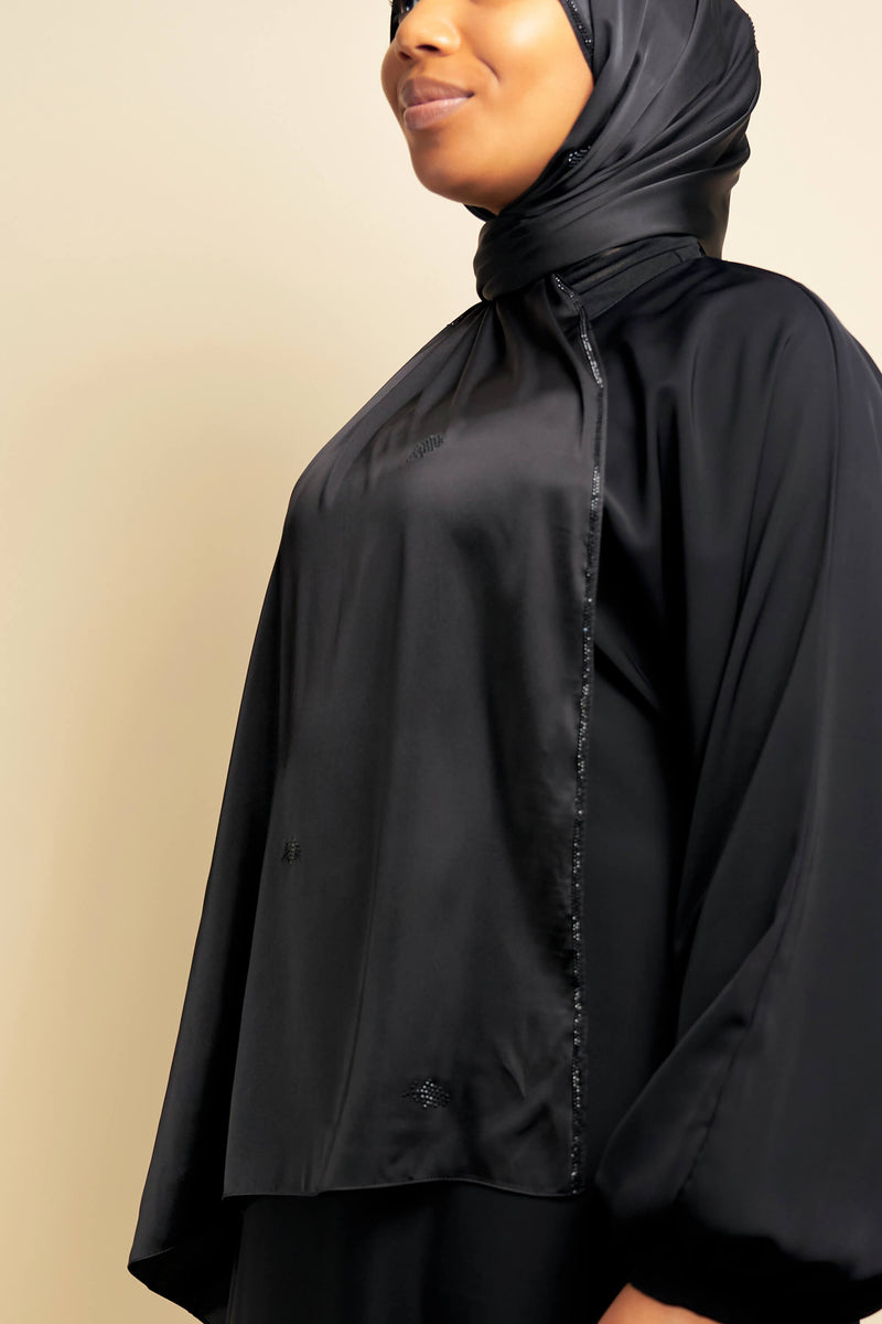 Satin Gem Hijab - Black