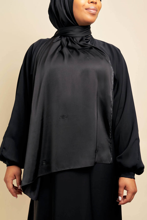 Satin Gem Hijab - Black