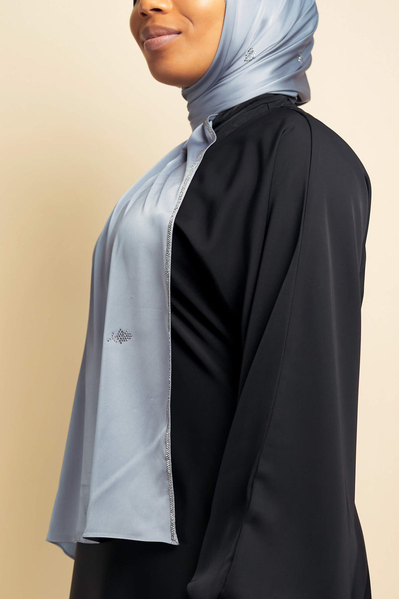 Satin Gem Hijab - Dark Gray