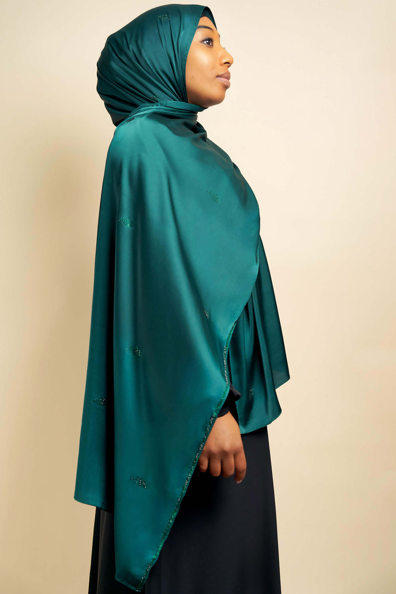 Satin Gem Hijab - Emerald