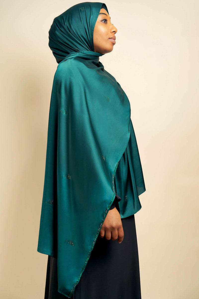 Satin Gem Hijab - Emerald Satin Gem Hijab - Emerald
