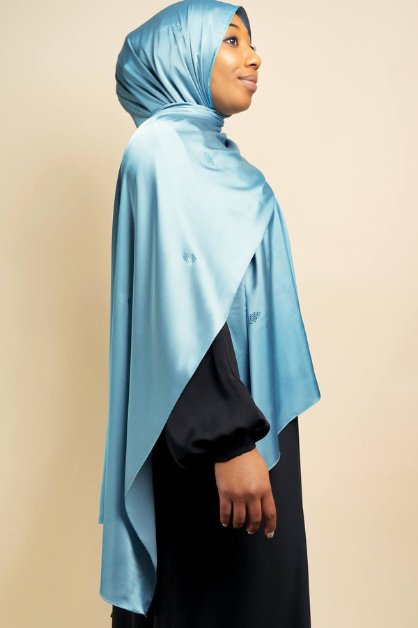 Satin Gem Hijab - Lady Blue