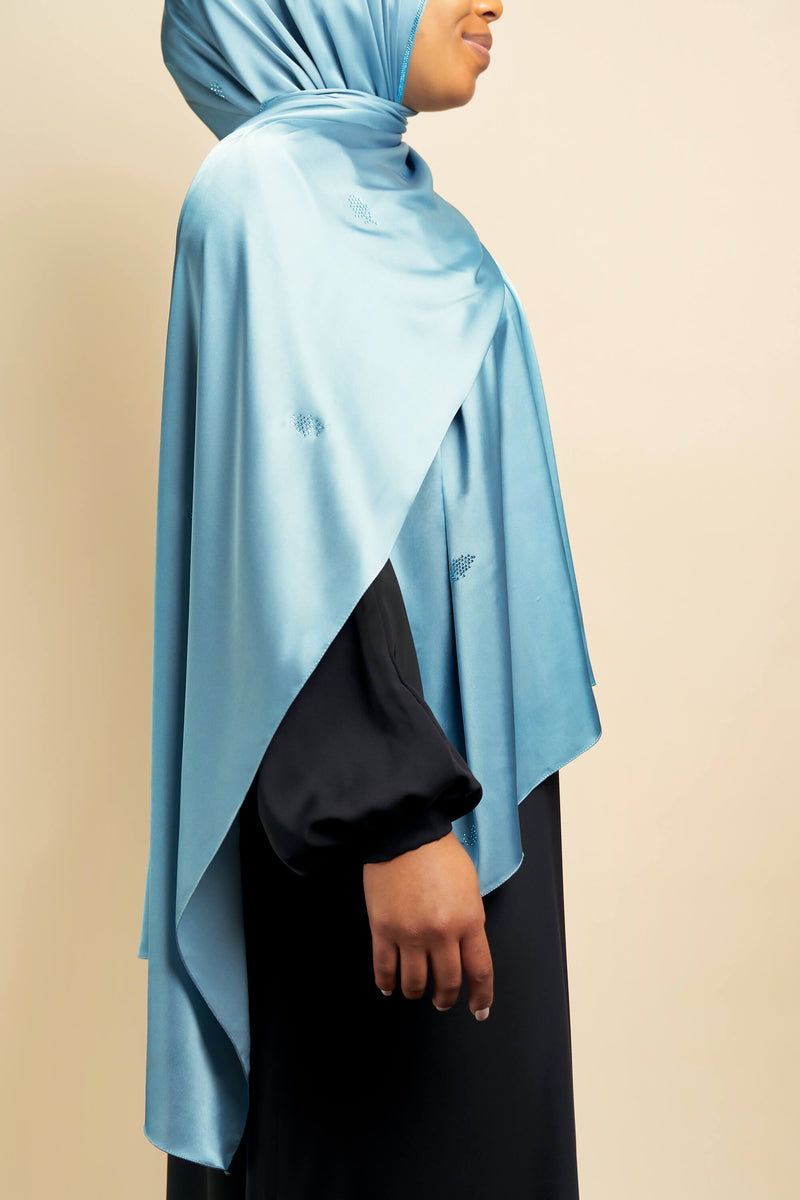 Satin Gem Hijab - Lady Blue