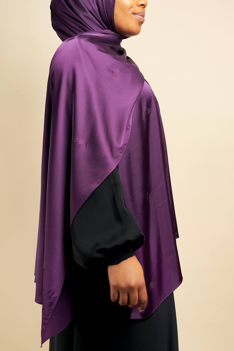 Satin Gem Hijab - Luscious Plum