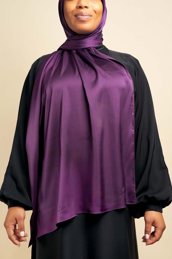 Satin Gem Hijab - Luscious Plum