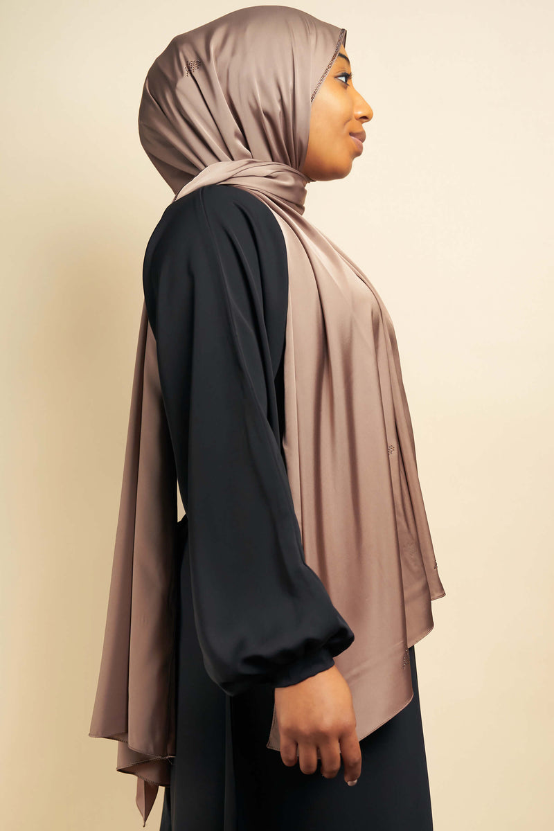 Satin Gem Hijab - Mocha