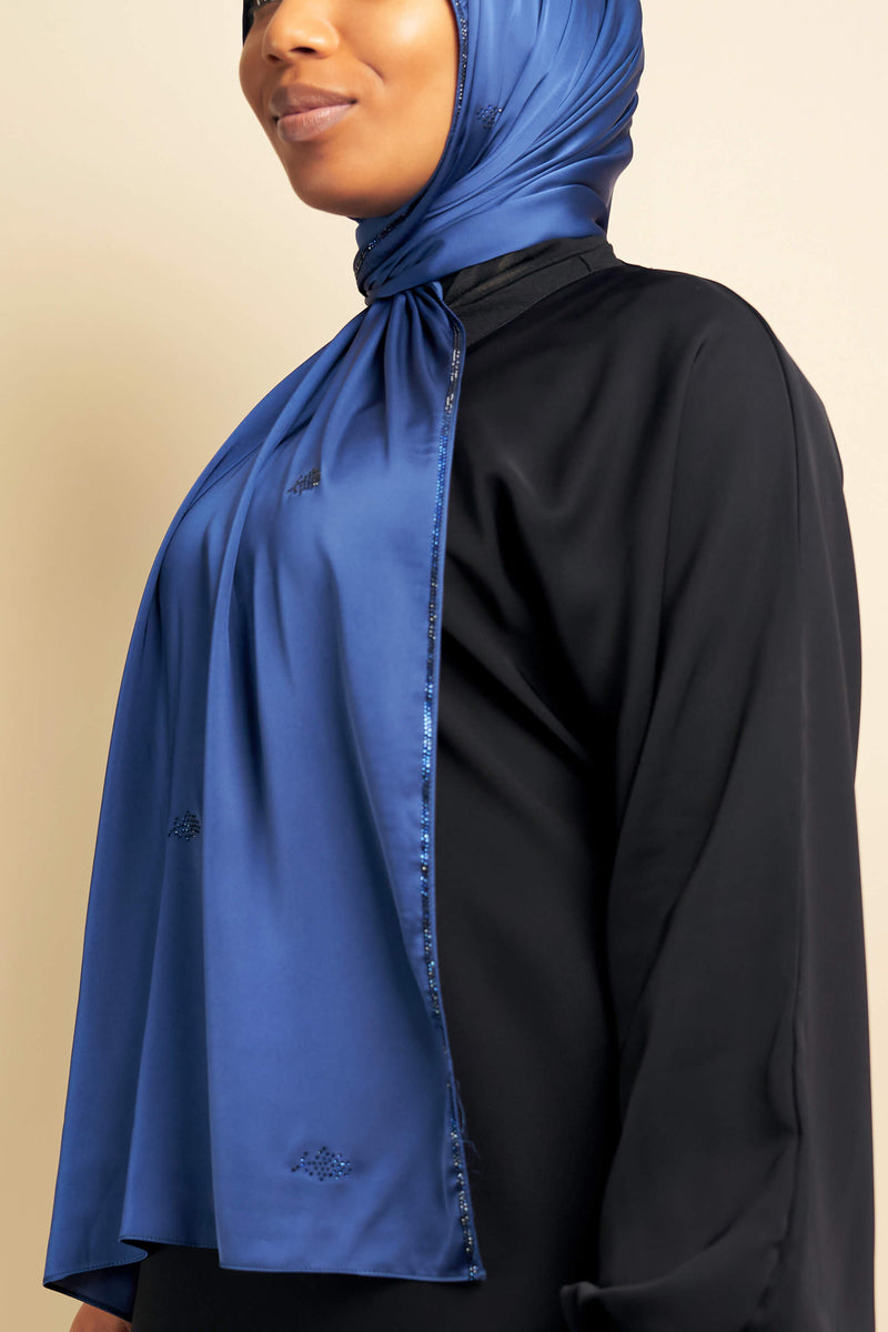 Satin Gem Hijab - Navy