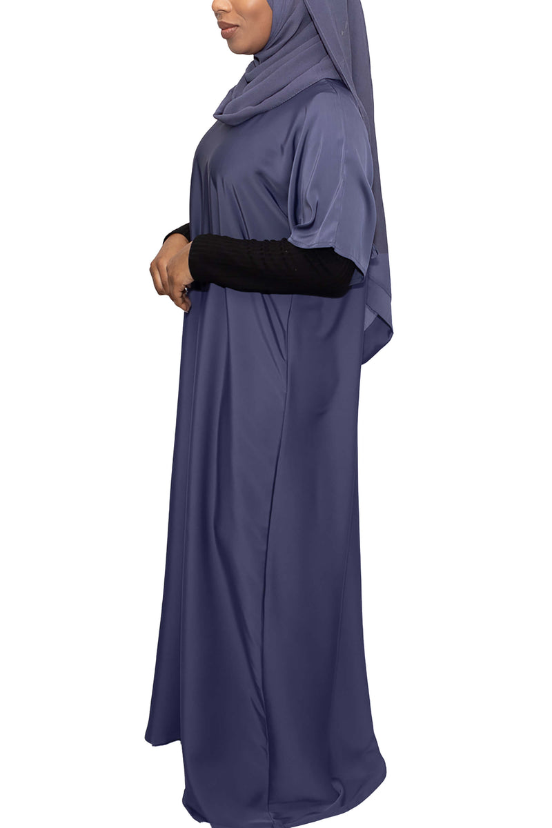 Short Sleeve Dress in Denim Blue | Al Shams Abayas_4