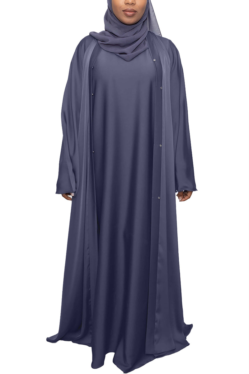 Short Sleeve Dress in Denim Blue | Al Shams Abayas_5