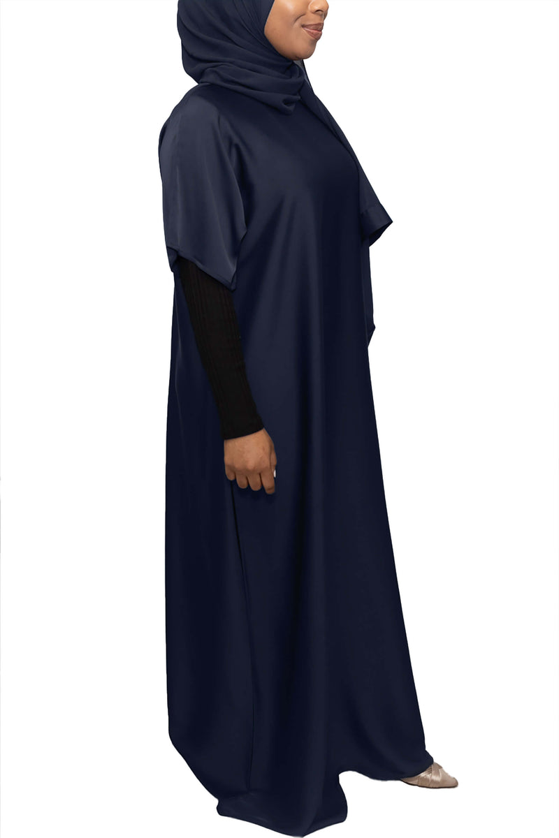 hijab with navy blue dress Navy Blue Turkish Hijab Engagement Gown 60681L