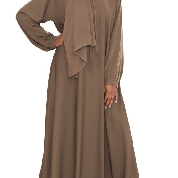 brown abaya dress Sienna in Chestnut 58 Color:Black Springtime White/Black Stitching Short Sleeves ChestsandDressers Available in length options