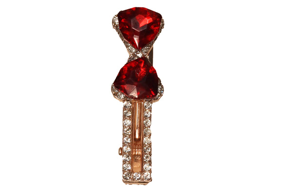 Sparkle Bow Clip - Ruby