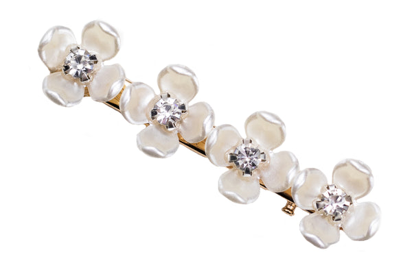 White Flower Bling Clip