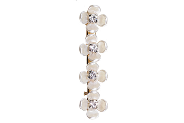 White Flower Bling Clip