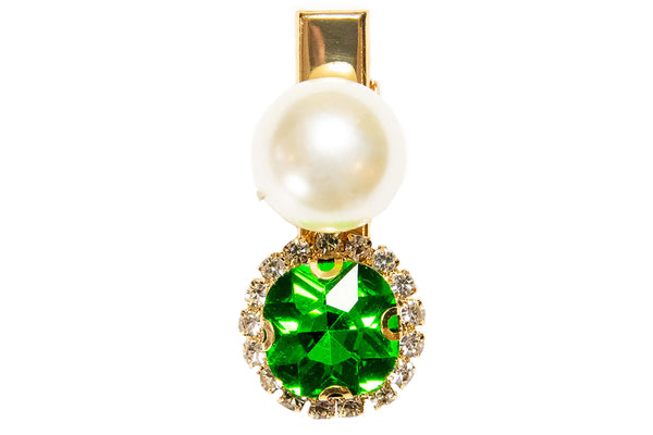 Crystal Pearl Clip in Green