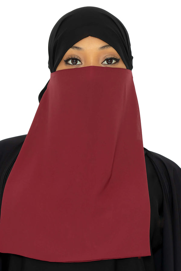 Beda Half Niqab Maroon | Al Shams Abayas 1