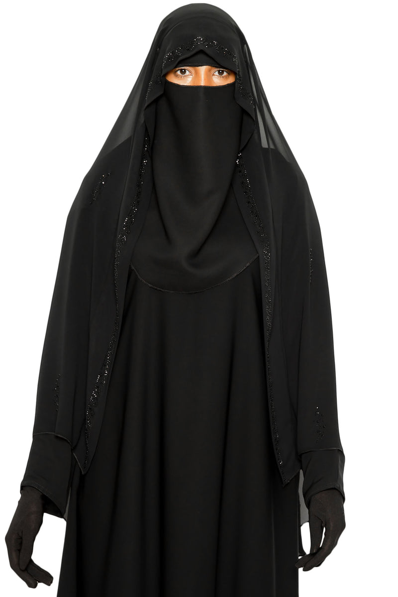 Honey Dip Ghashwa Black | Al Shams Abayas 6