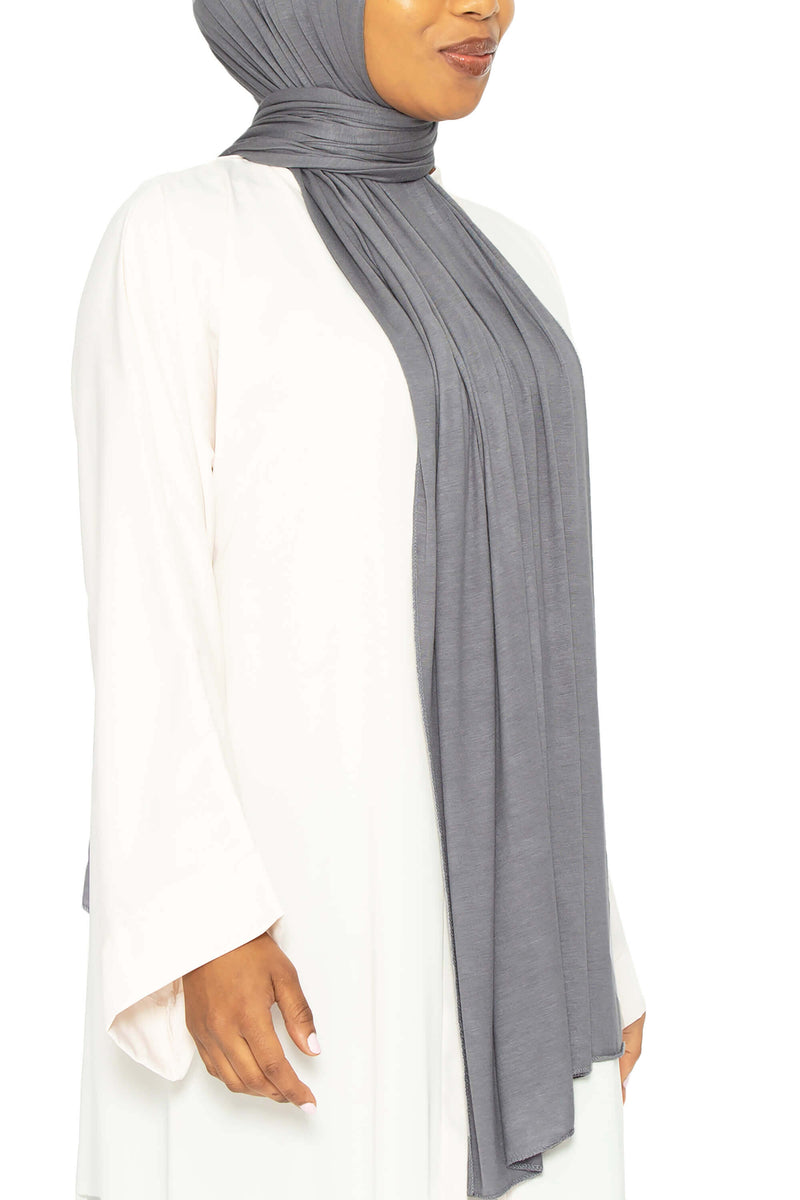 Jersey Hijab in Dark Gray | Al Shams Abayas 4