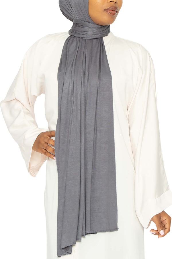 Jersey Hijab in Dark Gray | Al Shams Abayas 1