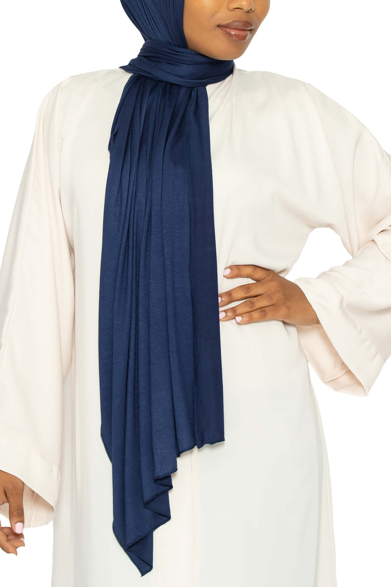 Blue Soft & Drapey Cotton Jersey Hijab