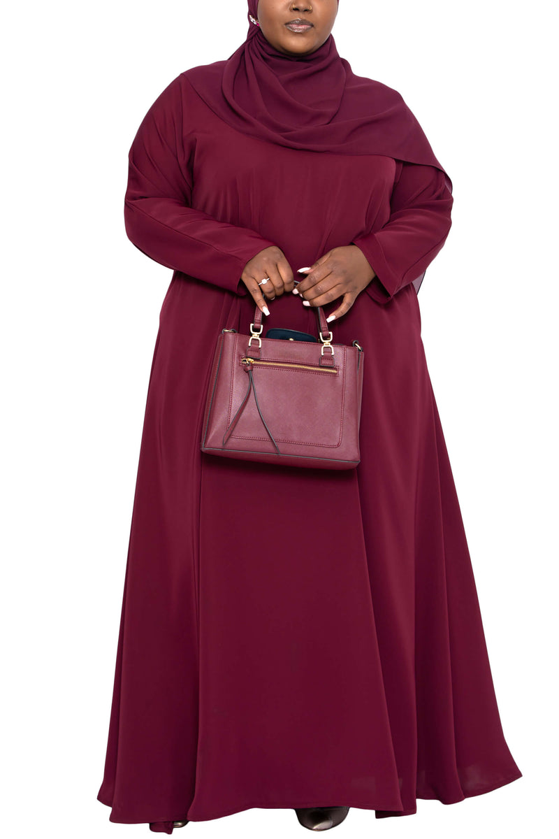 Madison Abaya in Maroon Curvy | Al Shams Abayas 1