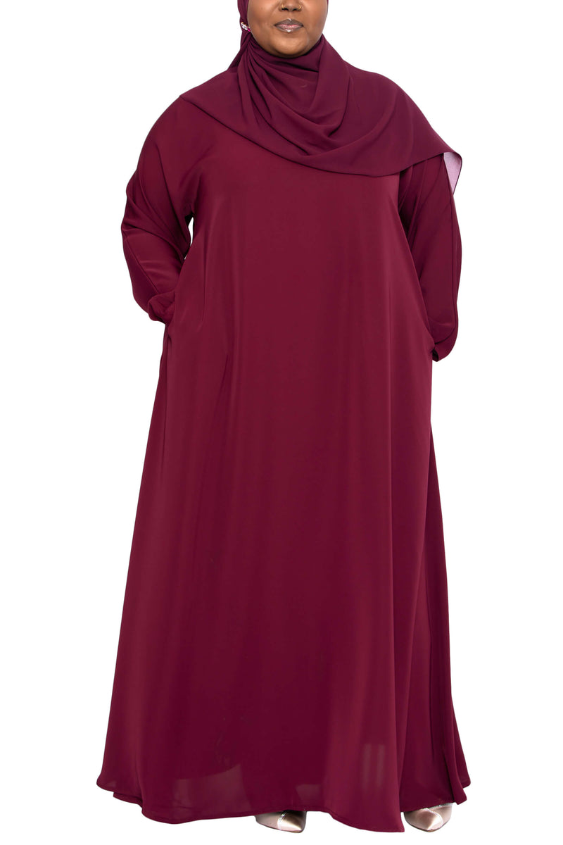 Madison Abaya in Maroon Curvy | Al Shams Abayas 2