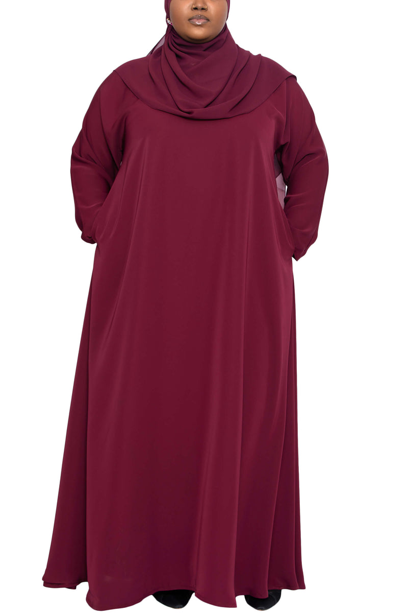 Madison Abaya in Maroon Curvy | Al Shams Abayas 4