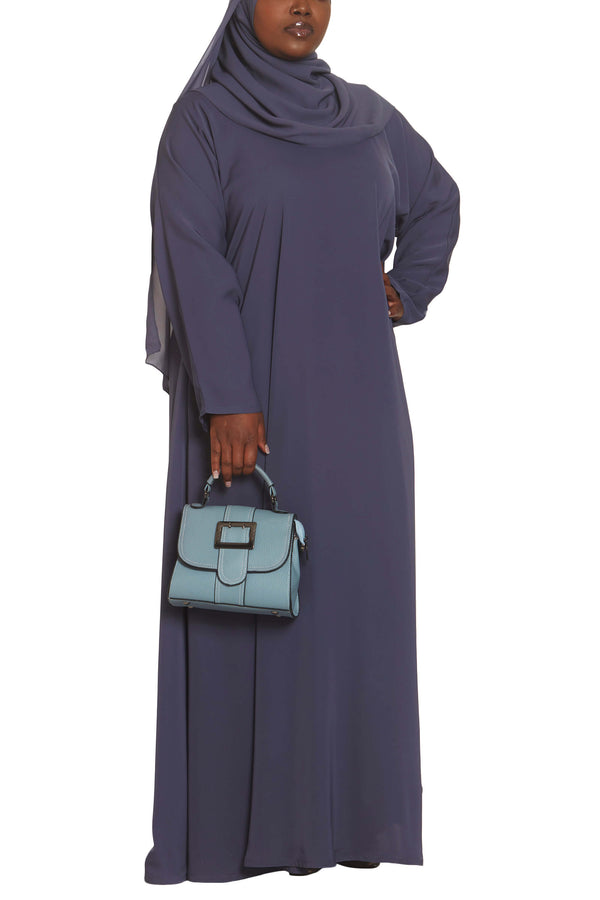 Madison Abaya in Dusty Blue Curvy with Pockets