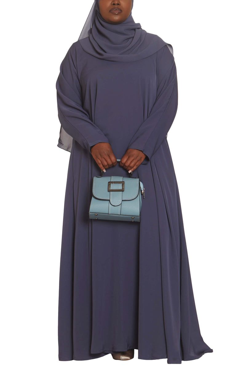 Madison Abaya in Dusty Blue Curvy with Pockets