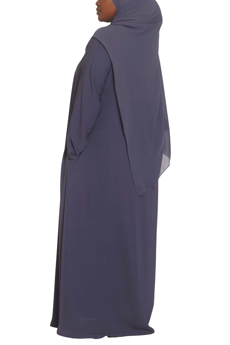 Madison Abaya in Dusty Blue Curvy with Pockets