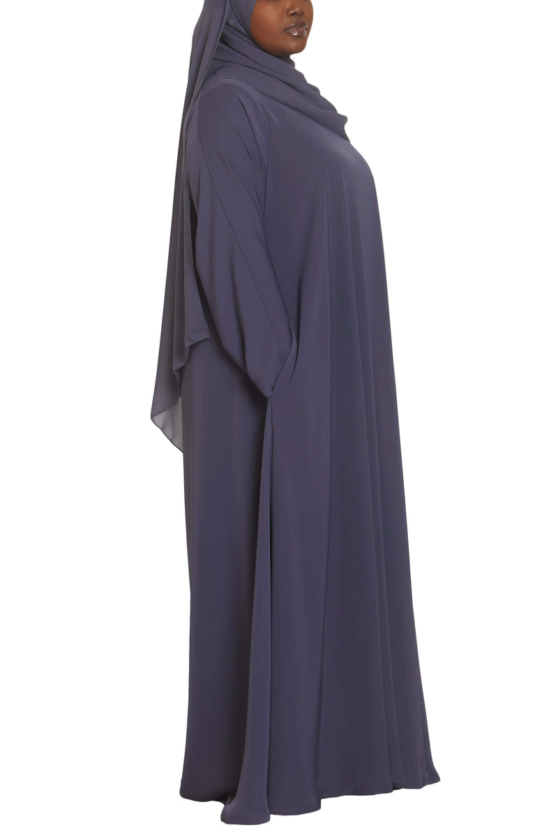 Madison Abaya in Dusty Blue Curvy with Pockets