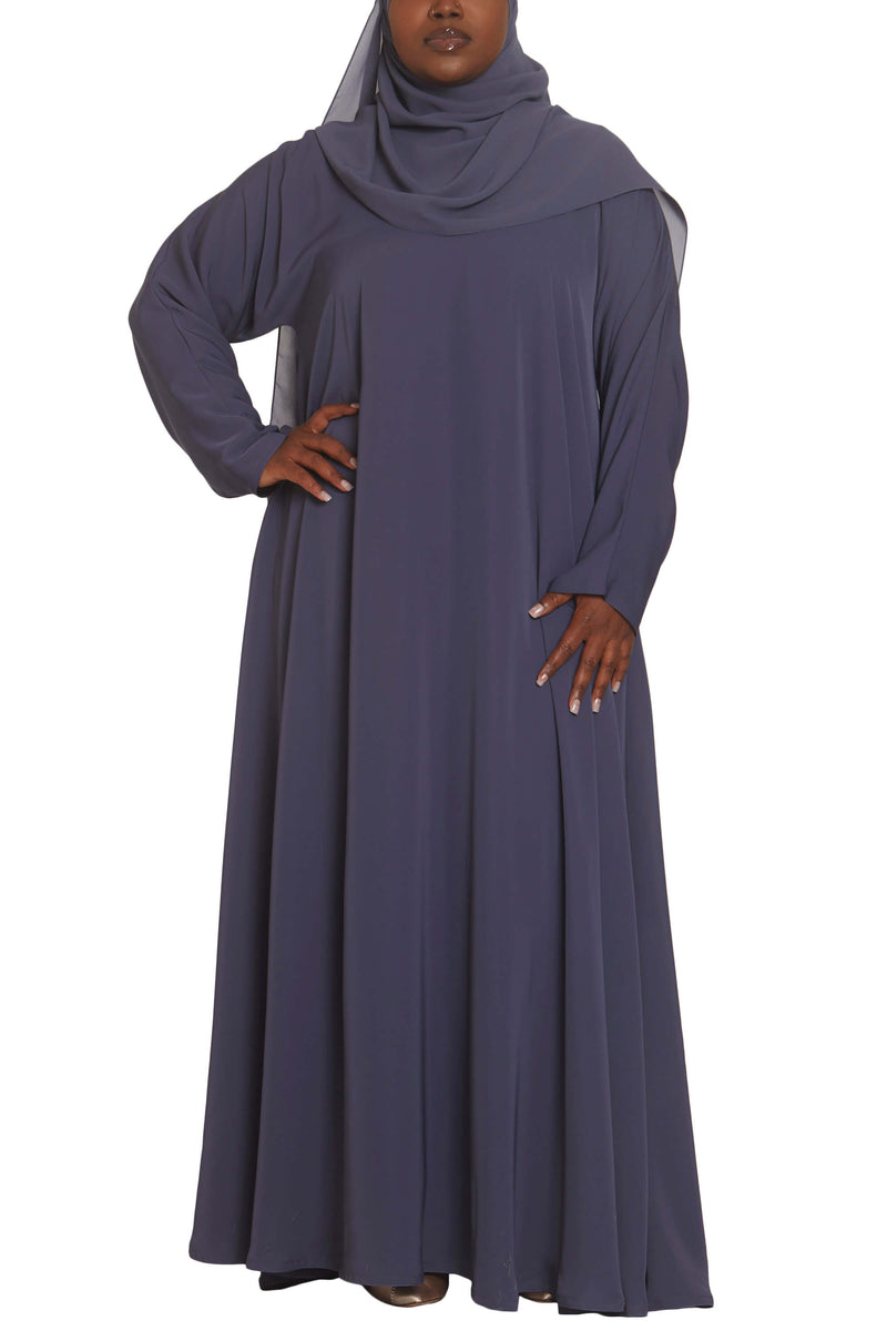 Madison Abaya in Dusty Blue Curvy with Pockets