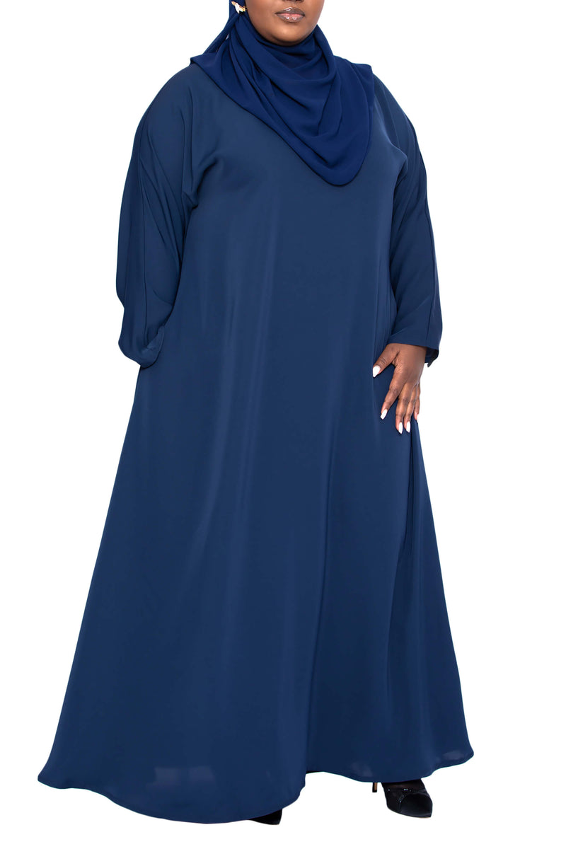 Madison Abaya in Navy Curvy with Pockets