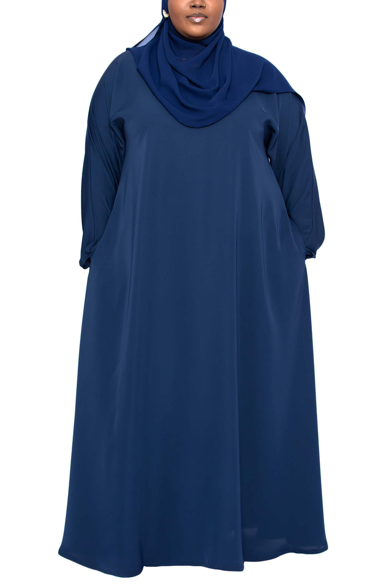 Madison Abaya in Navy Curvy with Pockets