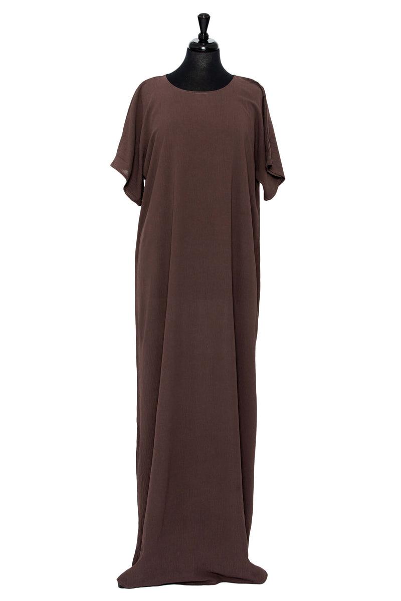 Short Sleeve Dress Chocolate | Al Shams Abayas 1