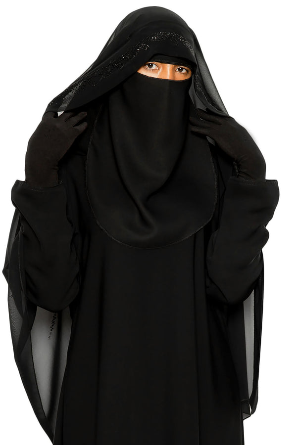 Honey Dip Ghashwa Black | Al Shams Abayas 4