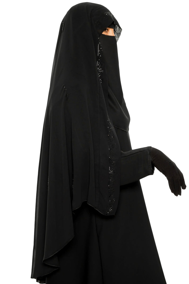 Honey Dip Ghashwa Black | Al Shams Abayas 1